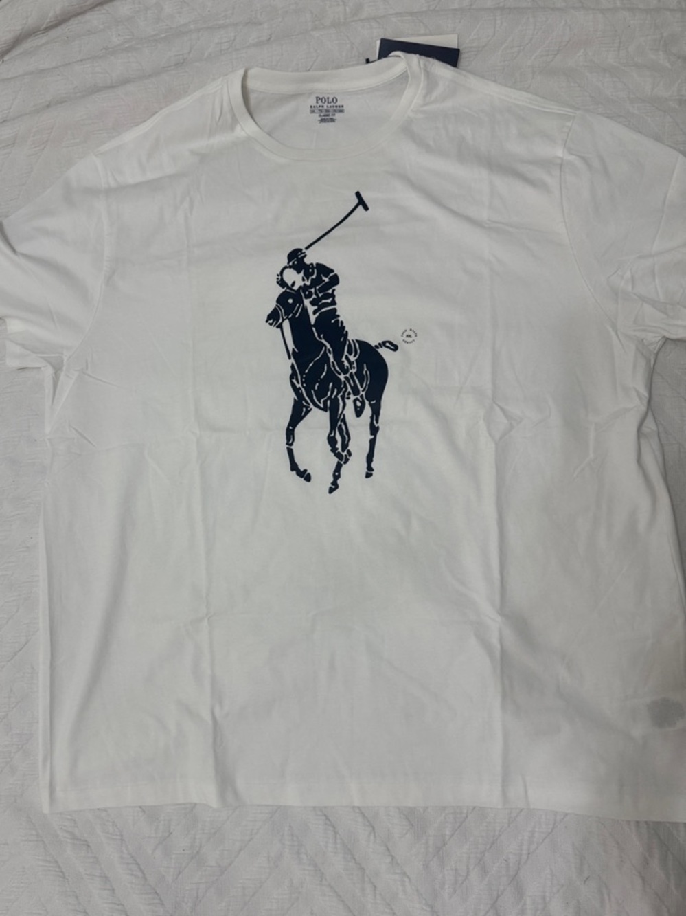 Polo by Ralph Lauren White Tee with Navy Polo Player Graphic